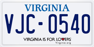 VA license plate VJC0540