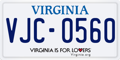 VA license plate VJC0560