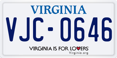 VA license plate VJC0646