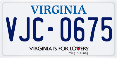 VA license plate VJC0675