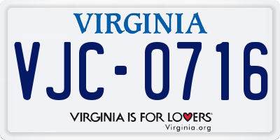 VA license plate VJC0716