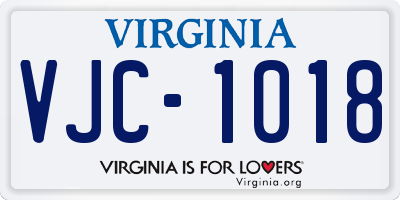 VA license plate VJC1018