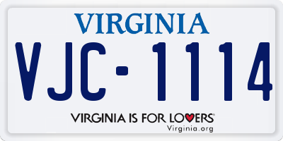 VA license plate VJC1114