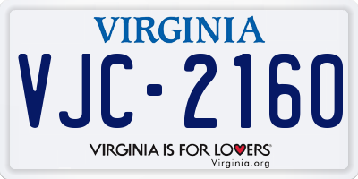 VA license plate VJC2160