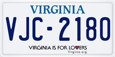 VA license plate VJC2180