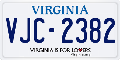 VA license plate VJC2382