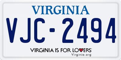 VA license plate VJC2494
