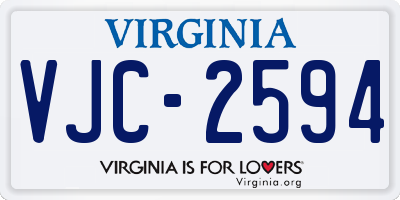 VA license plate VJC2594