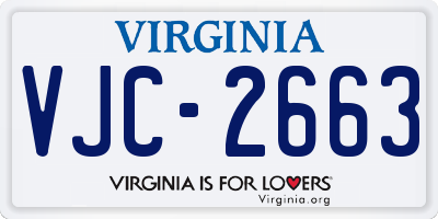 VA license plate VJC2663