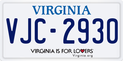 VA license plate VJC2930