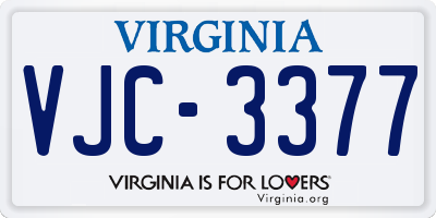 VA license plate VJC3377