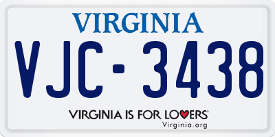 VA license plate VJC3438