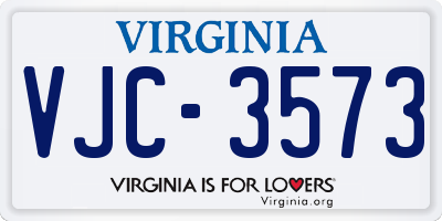 VA license plate VJC3573