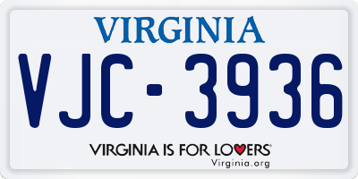 VA license plate VJC3936