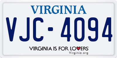 VA license plate VJC4094