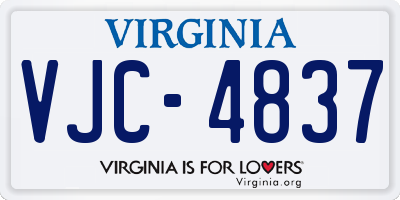 VA license plate VJC4837