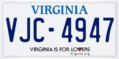 VA license plate VJC4947