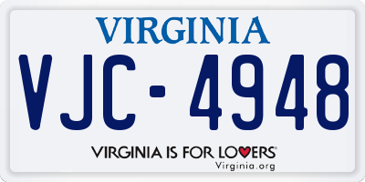 VA license plate VJC4948
