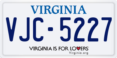 VA license plate VJC5227