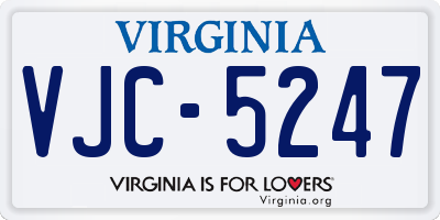 VA license plate VJC5247