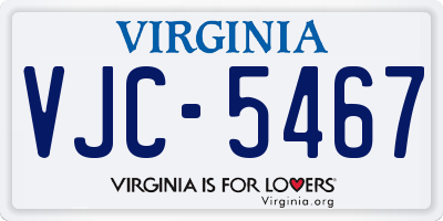VA license plate VJC5467
