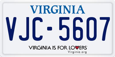 VA license plate VJC5607