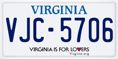 VA license plate VJC5706