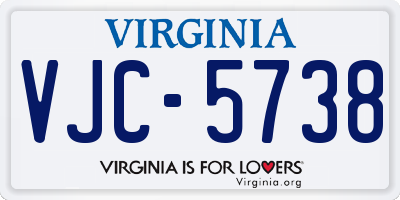 VA license plate VJC5738