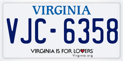 VA license plate VJC6358