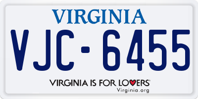 VA license plate VJC6455