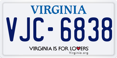 VA license plate VJC6838