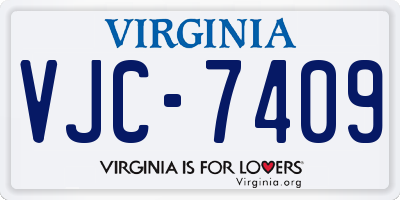 VA license plate VJC7409