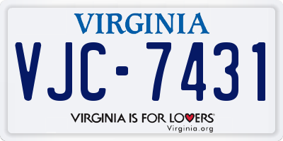 VA license plate VJC7431