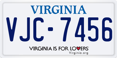 VA license plate VJC7456