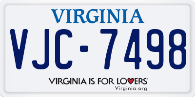 VA license plate VJC7498