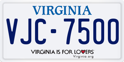 VA license plate VJC7500