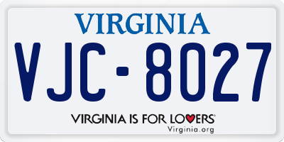 VA license plate VJC8027
