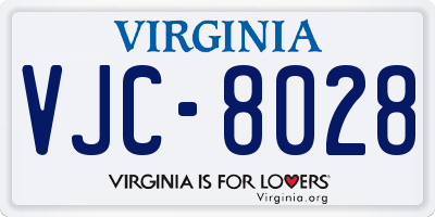 VA license plate VJC8028