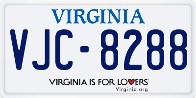 VA license plate VJC8288