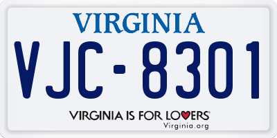 VA license plate VJC8301
