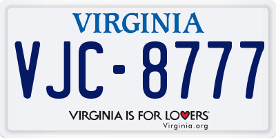 VA license plate VJC8777