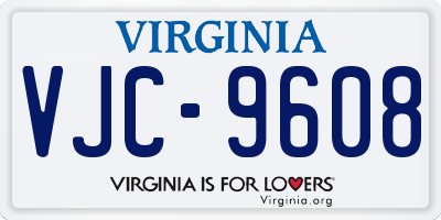 VA license plate VJC9608
