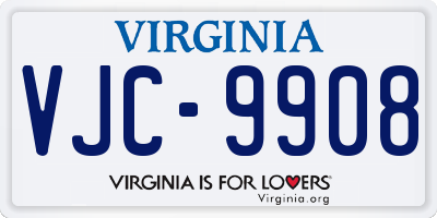 VA license plate VJC9908