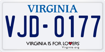 VA license plate VJD0177