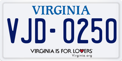 VA license plate VJD0250