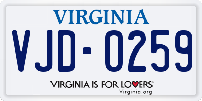 VA license plate VJD0259