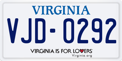 VA license plate VJD0292