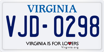 VA license plate VJD0298