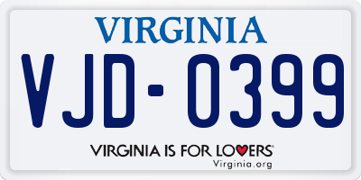 VA license plate VJD0399