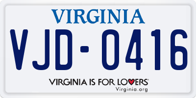 VA license plate VJD0416